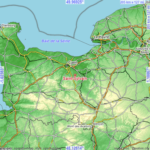 Topographic map of Saint-Sylvain