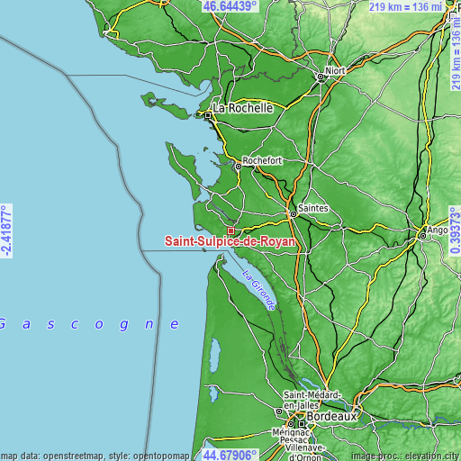 Topographic map of Saint-Sulpice-de-Royan