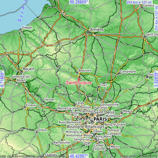 Topographic map of Saint-Sulpice