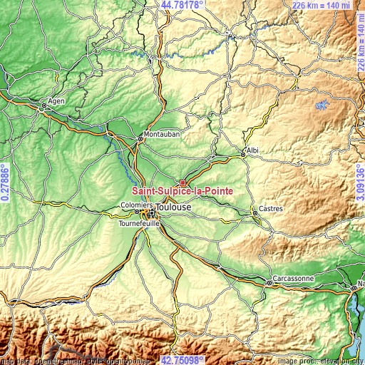 Topographic map of Saint-Sulpice-la-Pointe