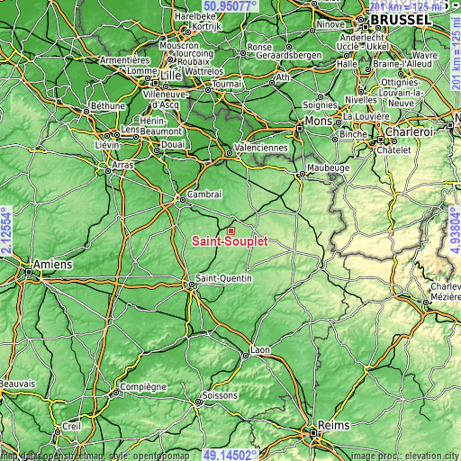 Topographic map of Saint-Souplet