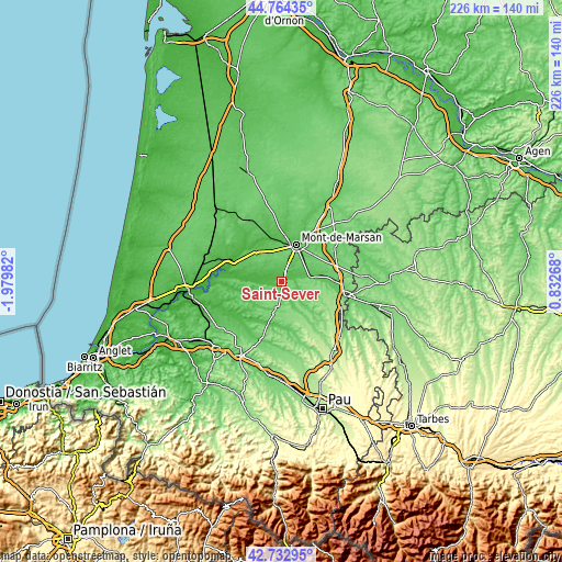 Topographic map of Saint-Sever