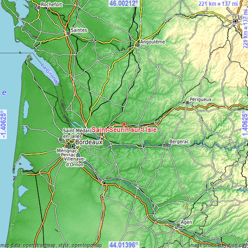 Topographic map of Saint-Seurin-sur-l’Isle