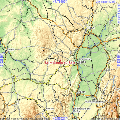 Topographic map of Saint-Sernin-du-Bois