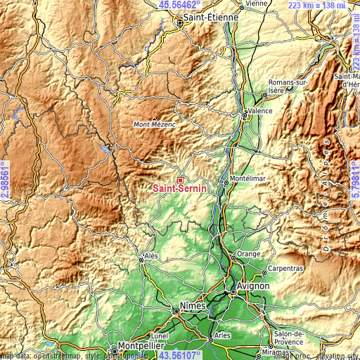 Topographic map of Saint-Sernin