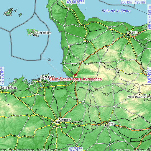 Topographic map of Saint-Senier-sous-Avranches