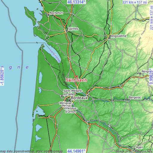 Topographic map of Saint-Savin