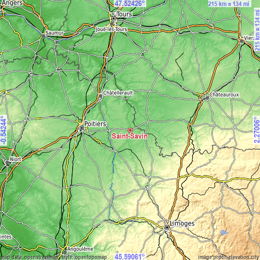 Topographic map of Saint-Savin