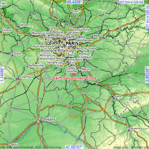 Topographic map of Saint-Sauveur-sur-École