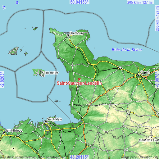 Topographic map of Saint-Sauveur-Lendelin