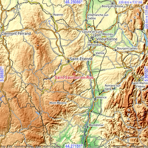 Topographic map of Saint-Sauveur-en-Rue