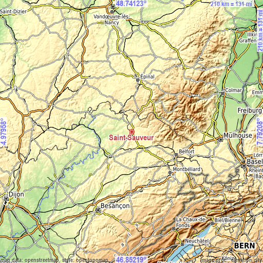 Topographic map of Saint-Sauveur