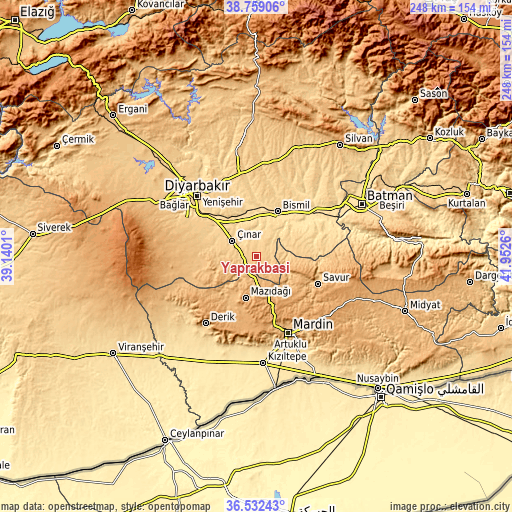 Topographic map of Yaprakbaşı