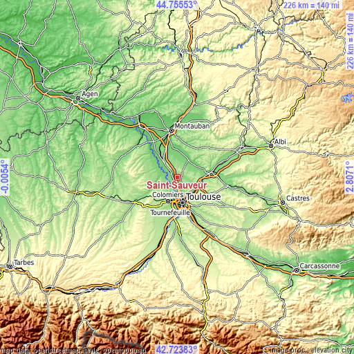 Topographic map of Saint-Sauveur