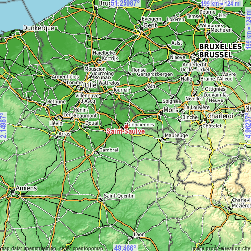 Topographic map of Saint-Saulve