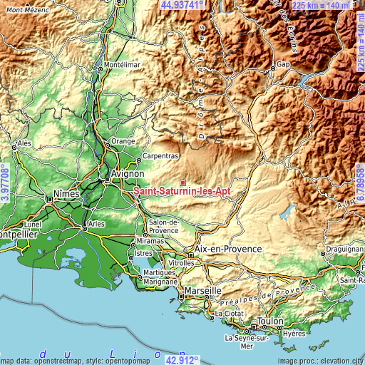 Topographic map of Saint-Saturnin-lès-Apt