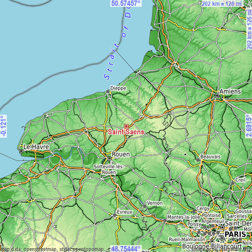 Topographic map of Saint-Saëns