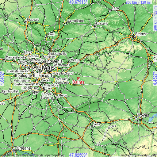 Topographic map of Saints