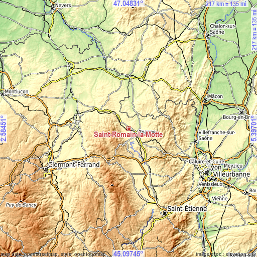 Topographic map of Saint-Romain-la-Motte