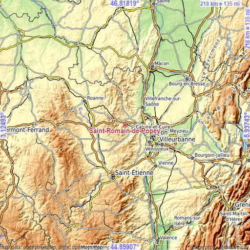 Topographic map of Saint-Romain-de-Popey