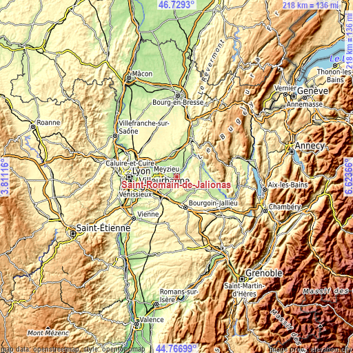 Topographic map of Saint-Romain-de-Jalionas