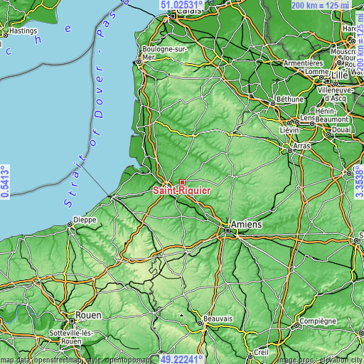 Topographic map of Saint-Riquier