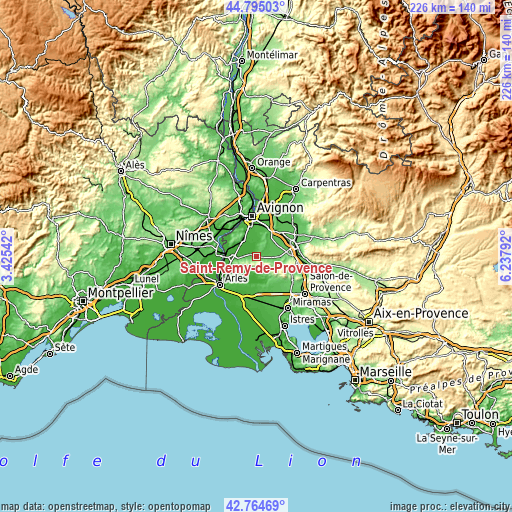 Topographic map of Saint-Rémy-de-Provence