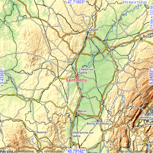 Topographic map of Saint-Rémy