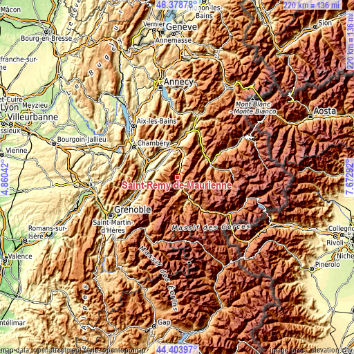 Topographic map of Saint-Rémy-de-Maurienne