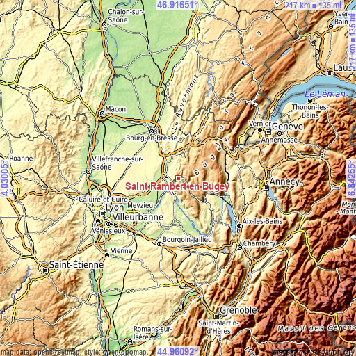 Topographic map of Saint-Rambert-en-Bugey