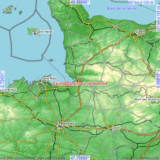 Topographic map of Saint-Quentin-sur-le-Homme