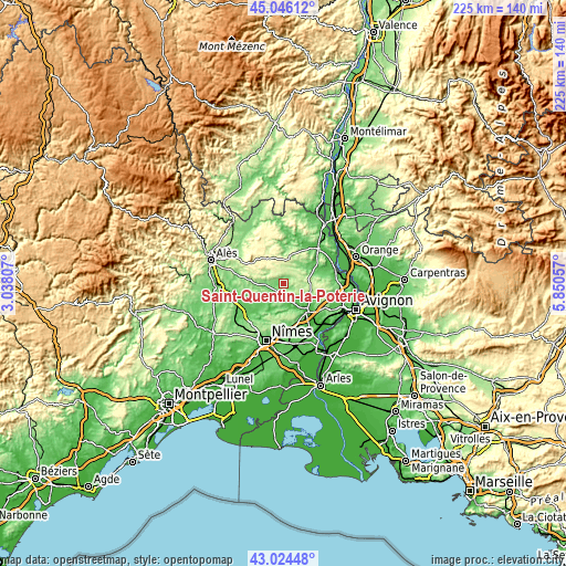 Topographic map of Saint-Quentin-la-Poterie