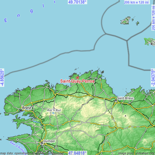 Topographic map of Saint-Quay-Perros