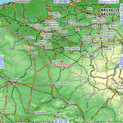 Topographic map of Saint-Python