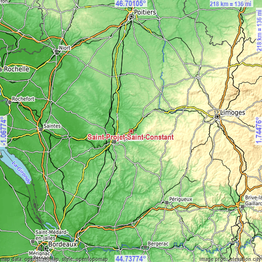 Topographic map of Saint-Projet-Saint-Constant