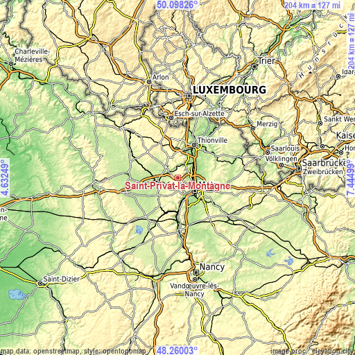 Topographic map of Saint-Privat-la-Montagne