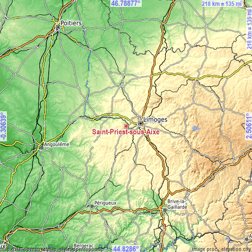 Topographic map of Saint-Priest-sous-Aixe