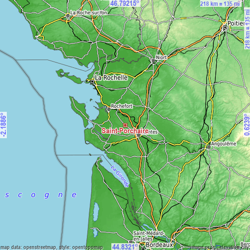 Topographic map of Saint-Porchaire