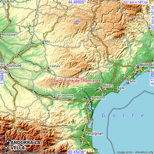 Topographic map of Saint-Pons-de-Thomières