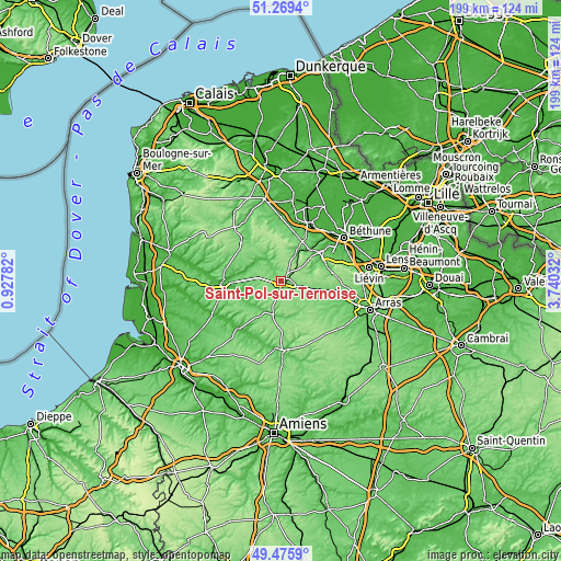 Topographic map of Saint-Pol-sur-Ternoise