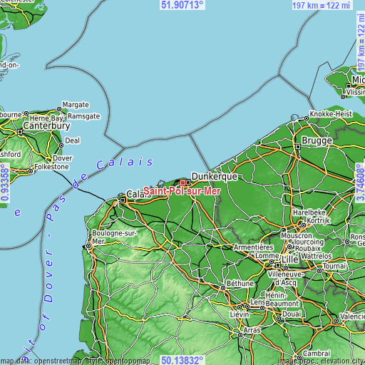 Topographic map of Saint-Pol-sur-Mer