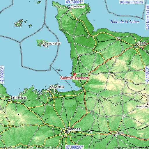 Topographic map of Saint-Planchers