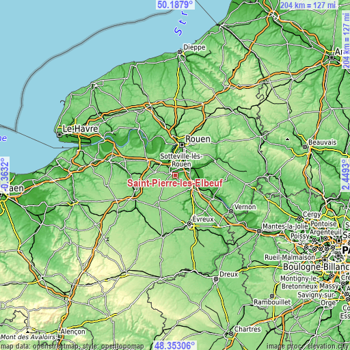 Topographic map of Saint-Pierre-lès-Elbeuf