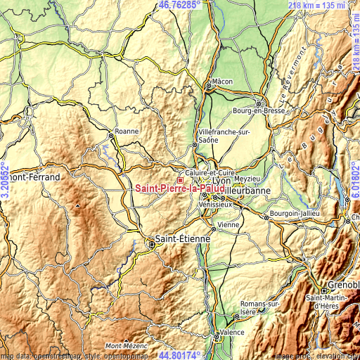 Topographic map of Saint-Pierre-la-Palud