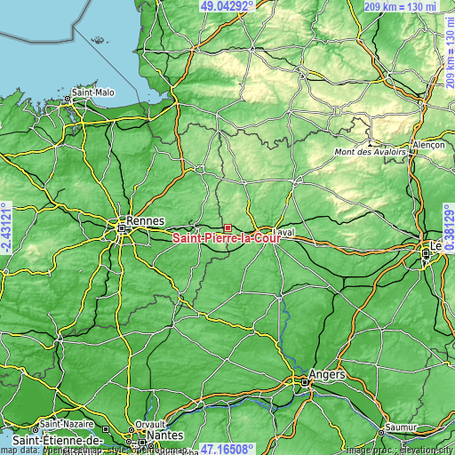 Topographic map of Saint-Pierre-la-Cour