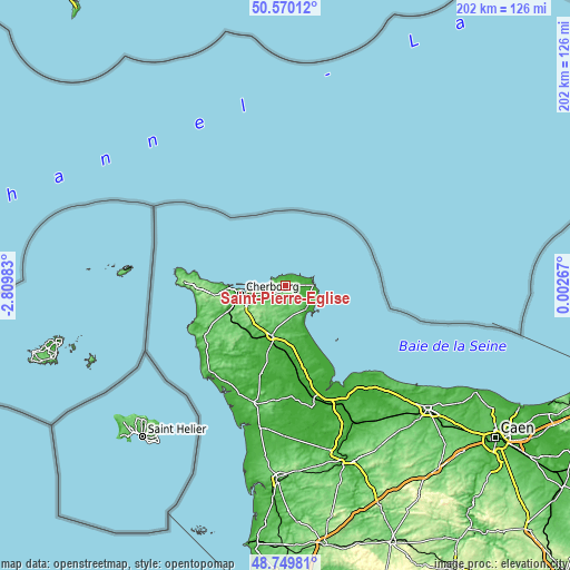 Topographic map of Saint-Pierre-Église