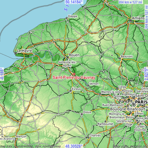 Topographic map of Saint-Pierre-du-Vauvray