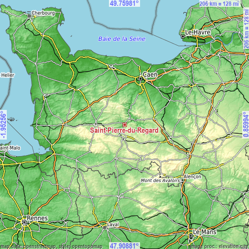 Topographic map of Saint-Pierre-du-Regard