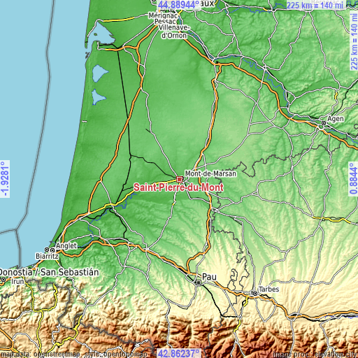 Topographic map of Saint-Pierre-du-Mont