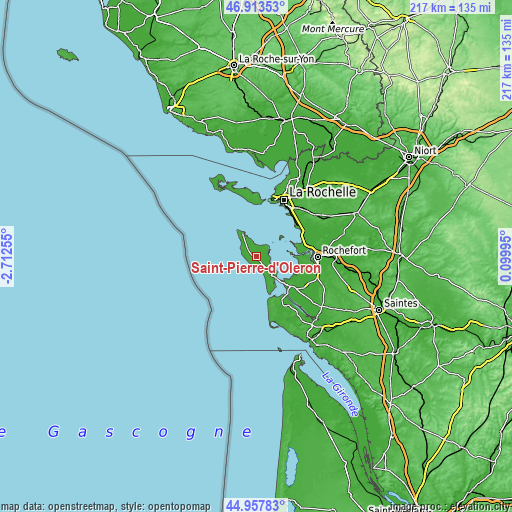 Topographic map of Saint-Pierre-d’Oléron